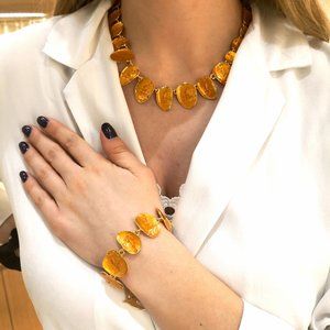 Gorgeous CÉCILE JEANNE Honey Enamel Necklace